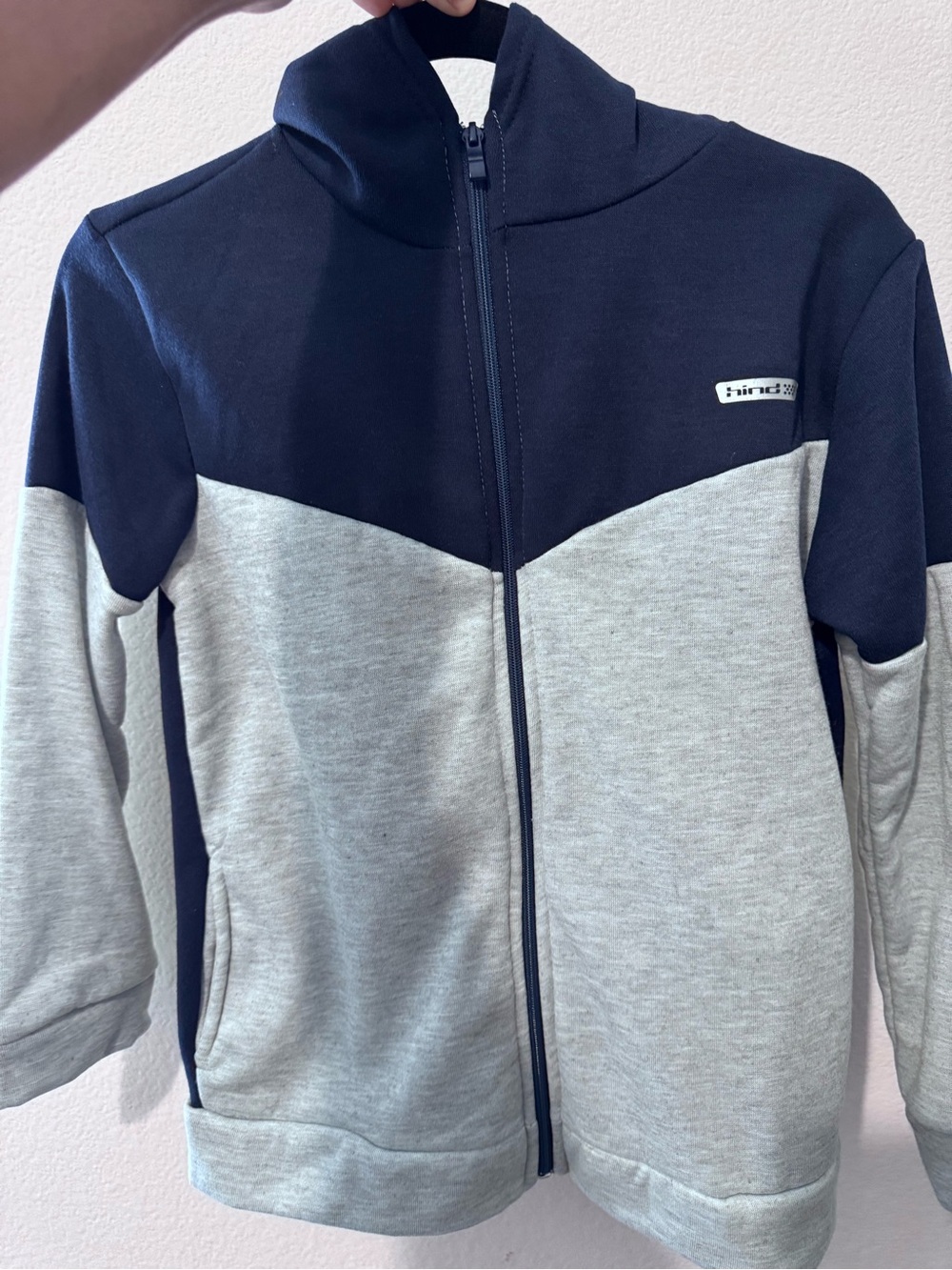 Hind Navy and Light Gray Colorblock Zip Hoodie